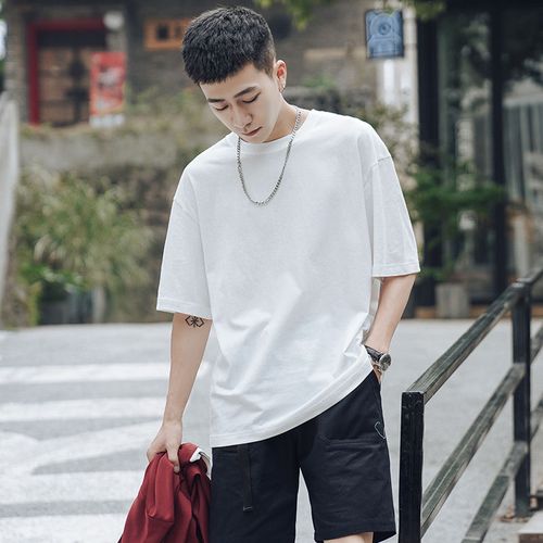 歐瑾(oujin)夏季凈面t恤短袖t恤男地推便宜地?cái)偱l(fā)衣服五分袖t恤班服